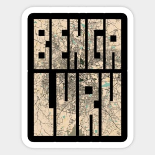 Bengaluru, India City Map Typography - Vintage Sticker